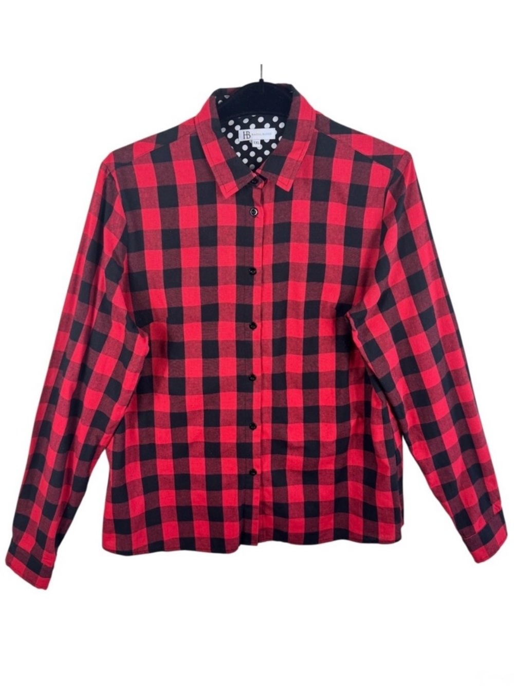 Hazel Blues Mens 1XL Red Black Buffalo Plaid Button Down 100% Cotton Outdoors